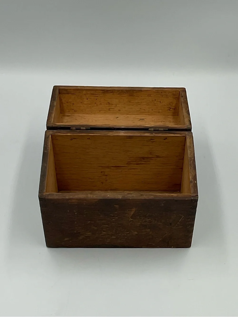 Vintage Wooden Dovetailed Recipe Box Primitive Rustic